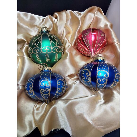 Mercury Glass Ornaments Swarovski Crystals 6 Christmas by Brass key Lumiere - Picture 3 of 7